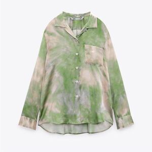 Zara 100% silk tie dye shirt